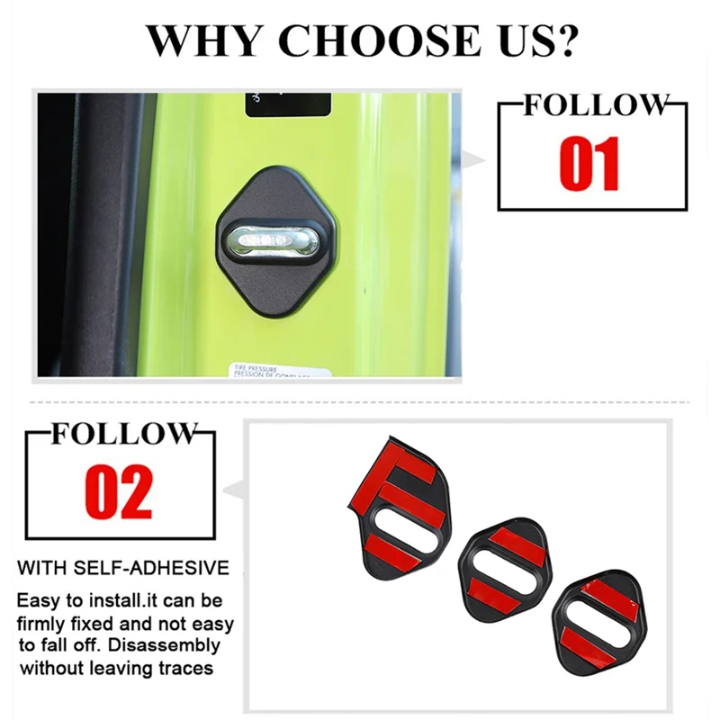 Black Aluminium Alloy Car Door Lock Cover Buckle Decoration for Suzuki Jimny 2019-2022 JB64 JB74