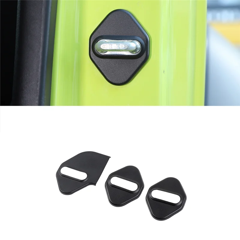 Black Aluminium Alloy Car Door Lock Cover Buckle Decoration for Suzuki Jimny 2019-2022 JB64 JB74